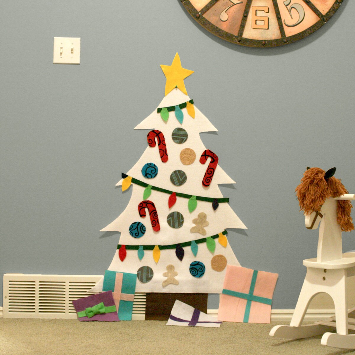 Deluxe White Christmas Felt Tree - Wall Activity. Includes hanging ...